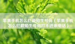 苹果手机怎么拦截陌生号码（苹果手机怎么拦截陌生号码打不进来电话）