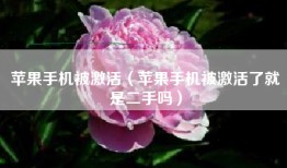 苹果手机被激活（苹果手机被激活了就是二手吗）